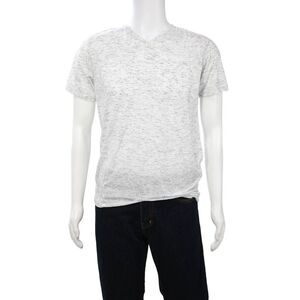 Renuar Mens Gray V-Neck Graphic Quote T-Shirt Short Sleeve Viscose Size M